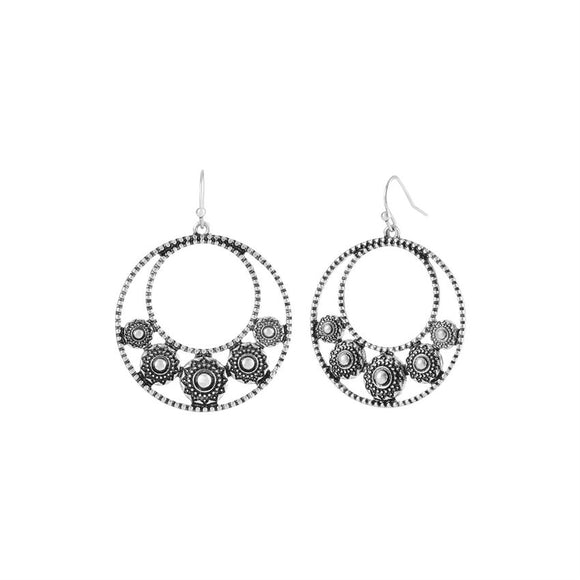 Antique Silver Filigree Crescent Earrings