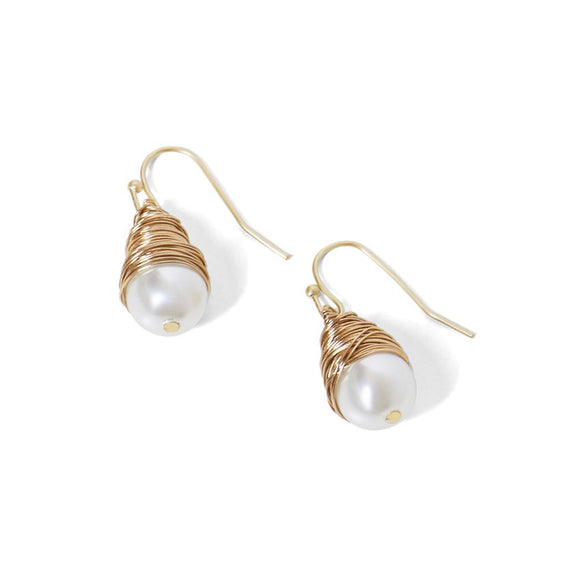 Whispers Pearl with Wire Wrapping Earrings
