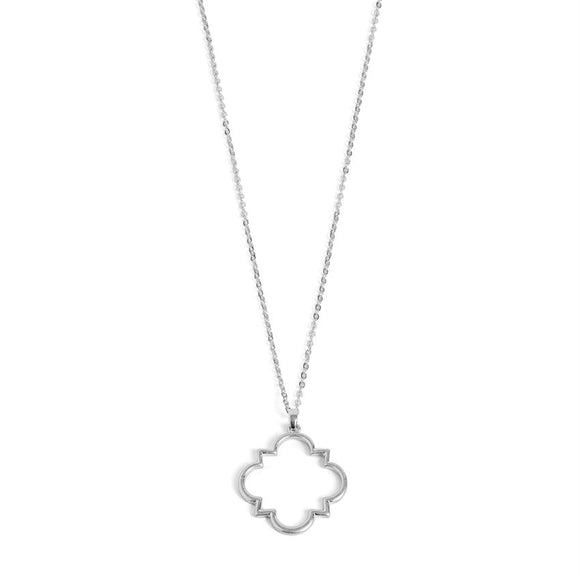 Whispers Silver Geo Outline Dangle Necklace