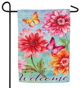 Fresh Dahlias Garden Flag Suede